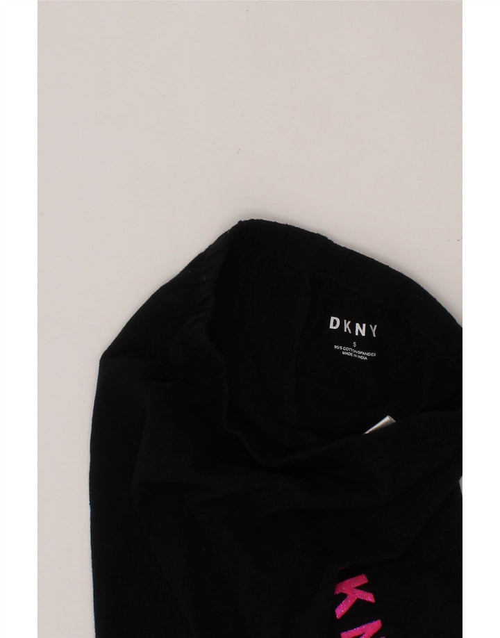 DKNY Girls Graphic Sport Shorts 4-5 Years Black Cotton