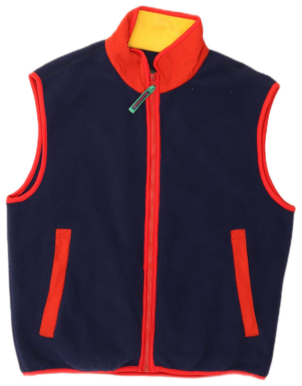 Henry Cottons Mens Fleece Gilet UK 40 Large Navy Blue Colourblock Polyester
