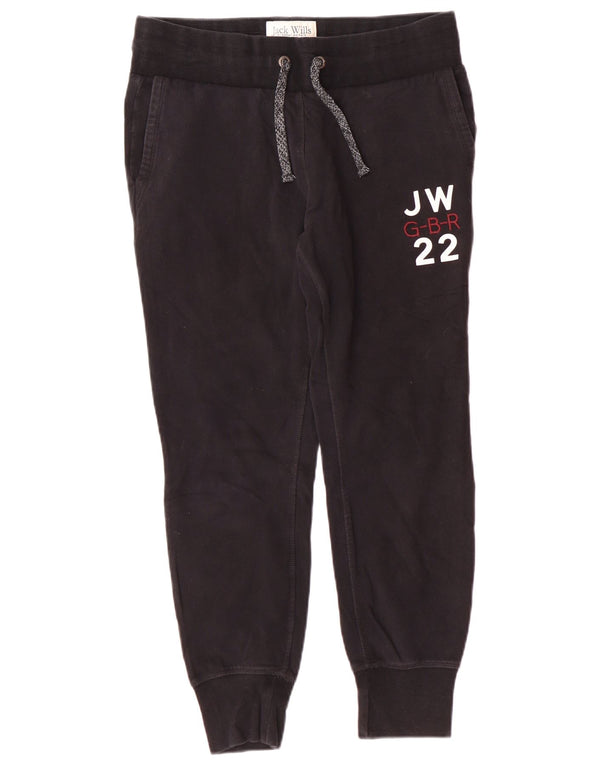 JACK WILLS Womens Graphic Tracksuit Trousers Joggers UK 12 Medium  Black