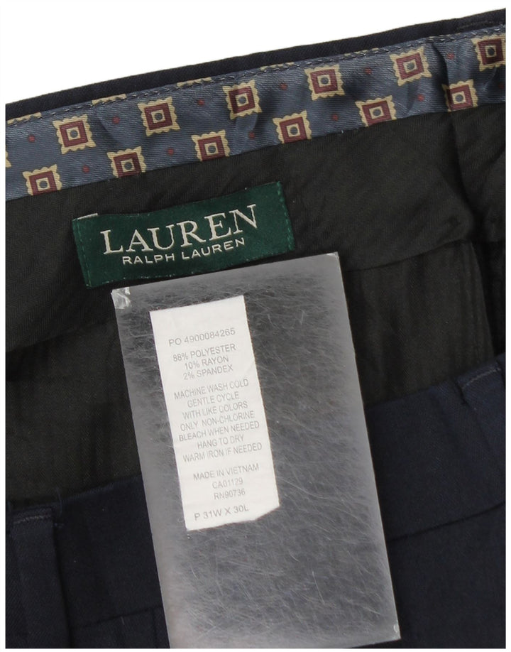 RALPH LAUREN Mens Slim Suit Trousers W31 L30 Navy Blue Polyester