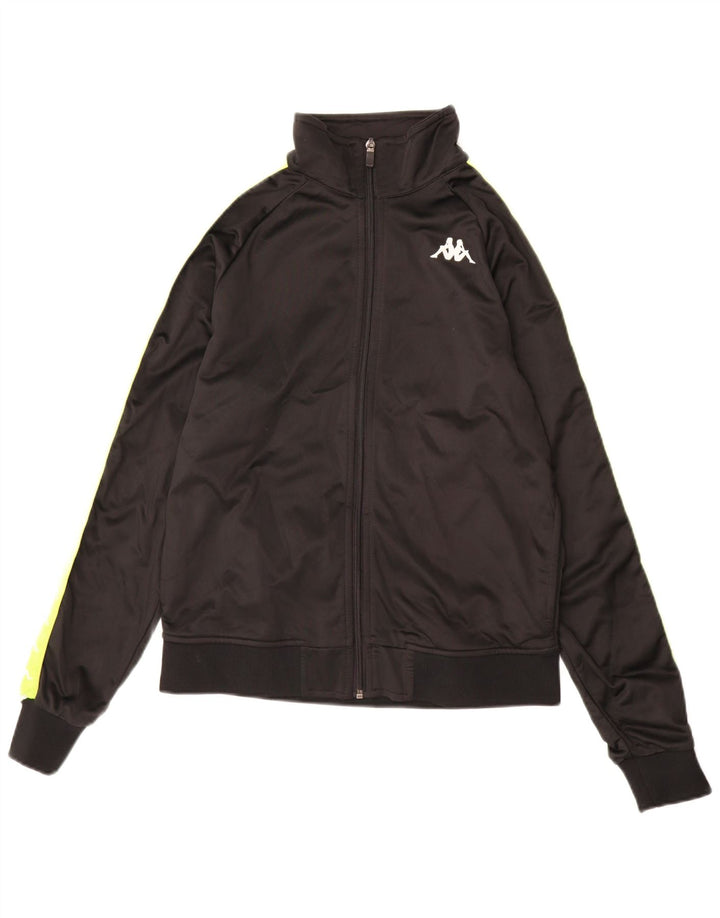 KAPPA Boys Graphic Tracksuit Top Jacket 15-16 Years Black Colourblock