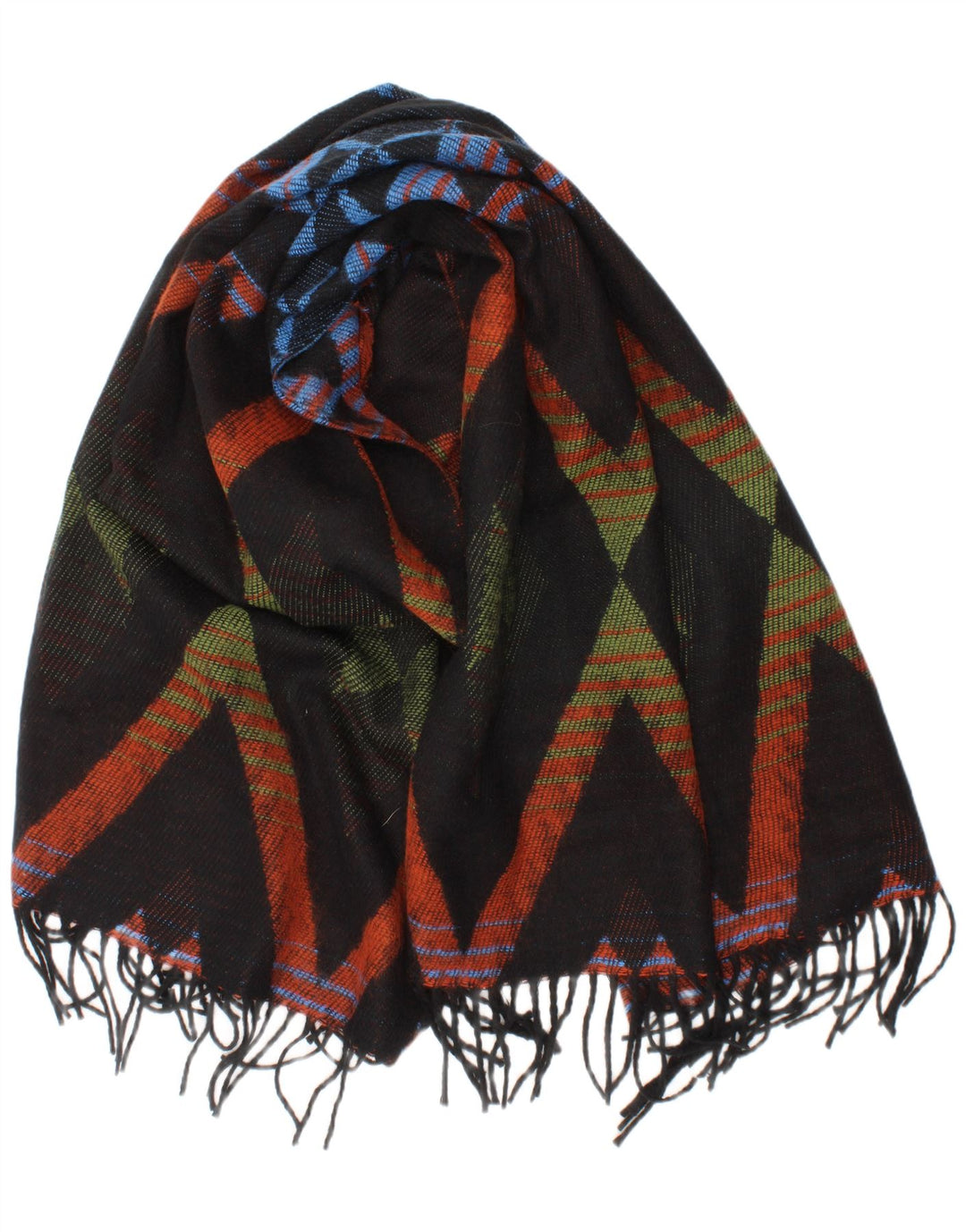 Vintage Womens Abstract Pattern Rectangle Scarf One Size Black Geometric
