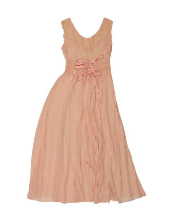 Vintage Womens Sleeveless Maxi Dress UK 12 Medium Pink Floral