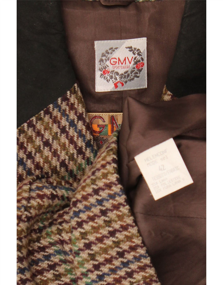 Vintage Womens Crop Blazer Jacket IT 42 Medium Multicoloured Houndstooth