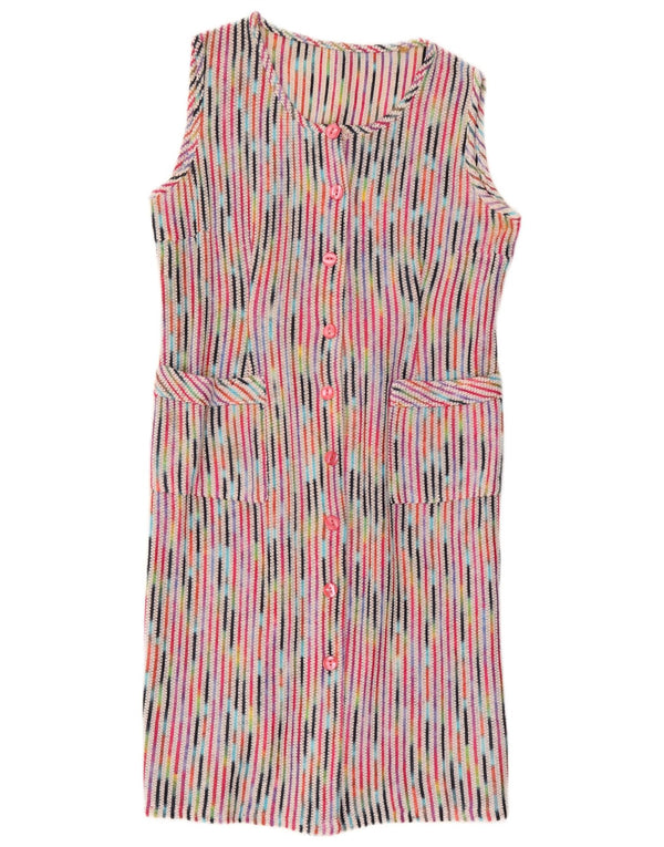 Vintage Womens Sleeveless Shirt Dress UK 14 Medium Multicoloured Striped