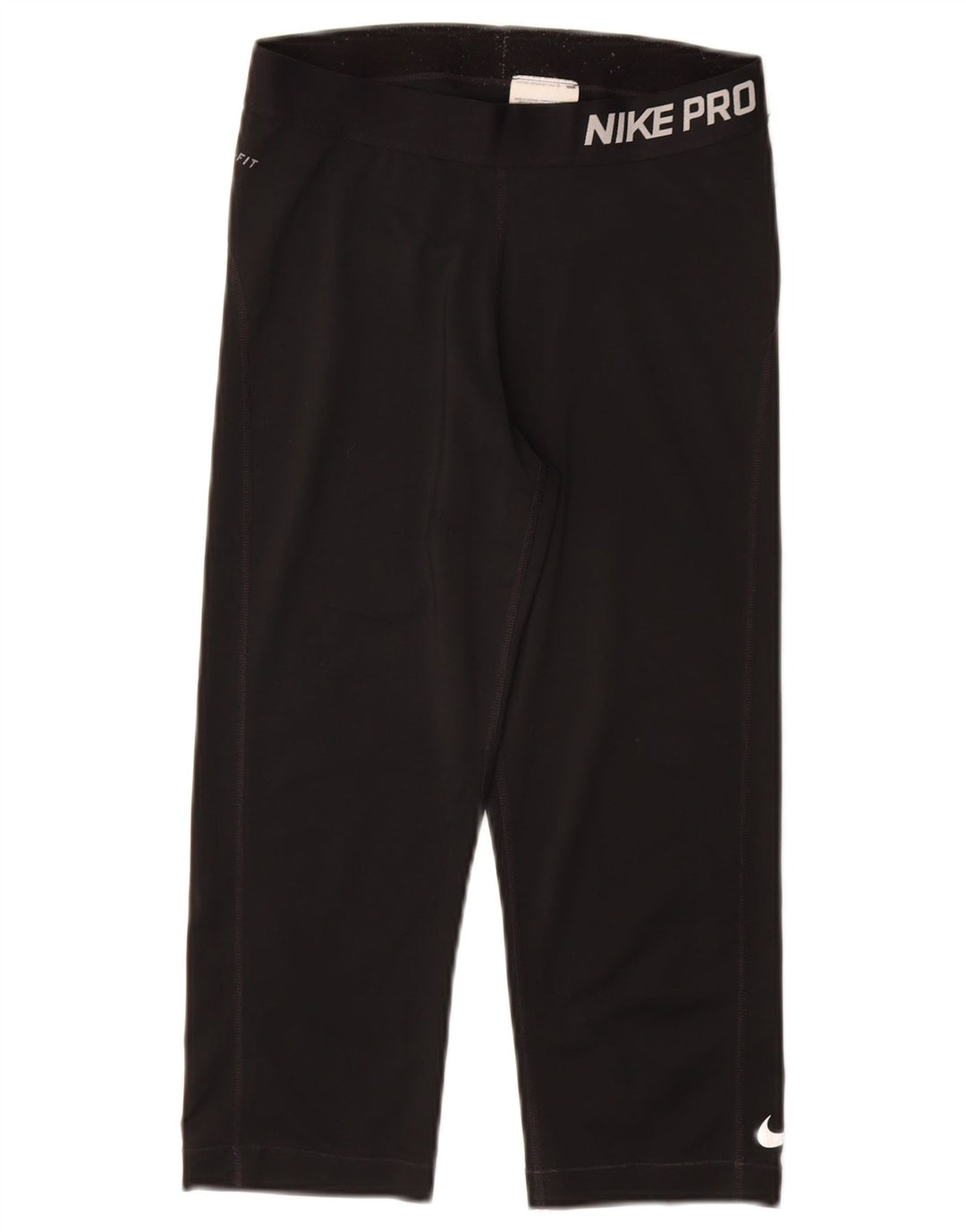 NIKE Womens Dri Fit Graphic Capri Leggings UK 12 Medium Black Polyester