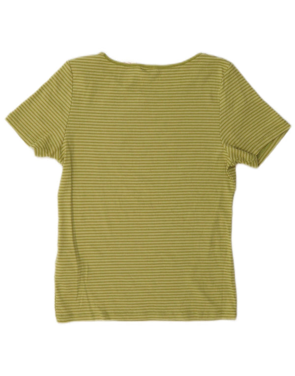 Levi's Womens T-Shirt Top UK 14 Medium Green Pinstripe Cotton