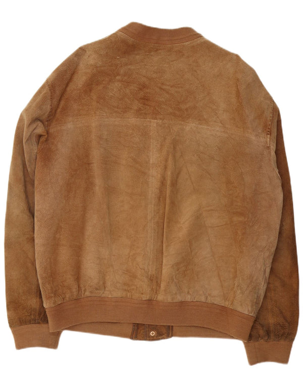 Essebi Mens Suede Bomber Jacket IT 54 2XL Brown Leather