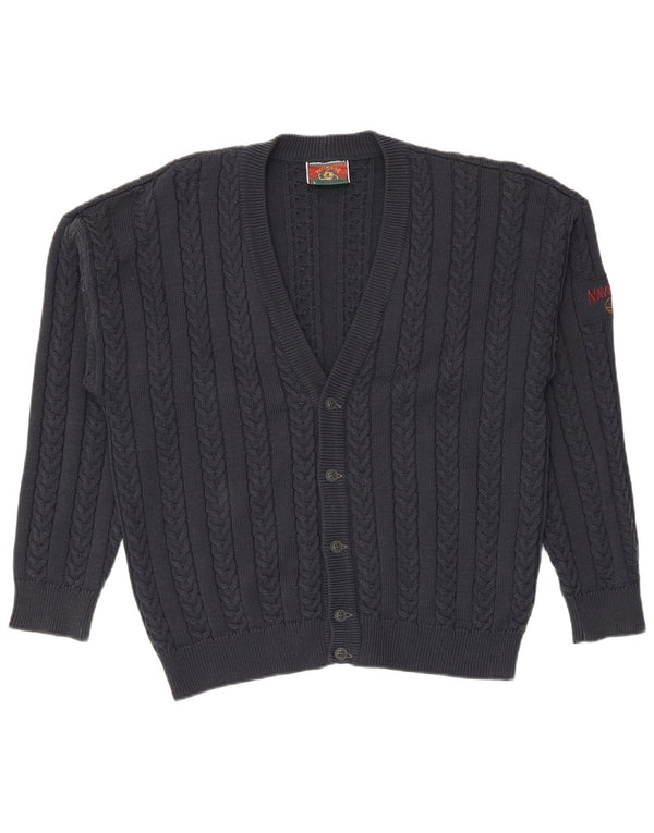Navigare Mens Cardigan Sweater Large Navy Blue Wool