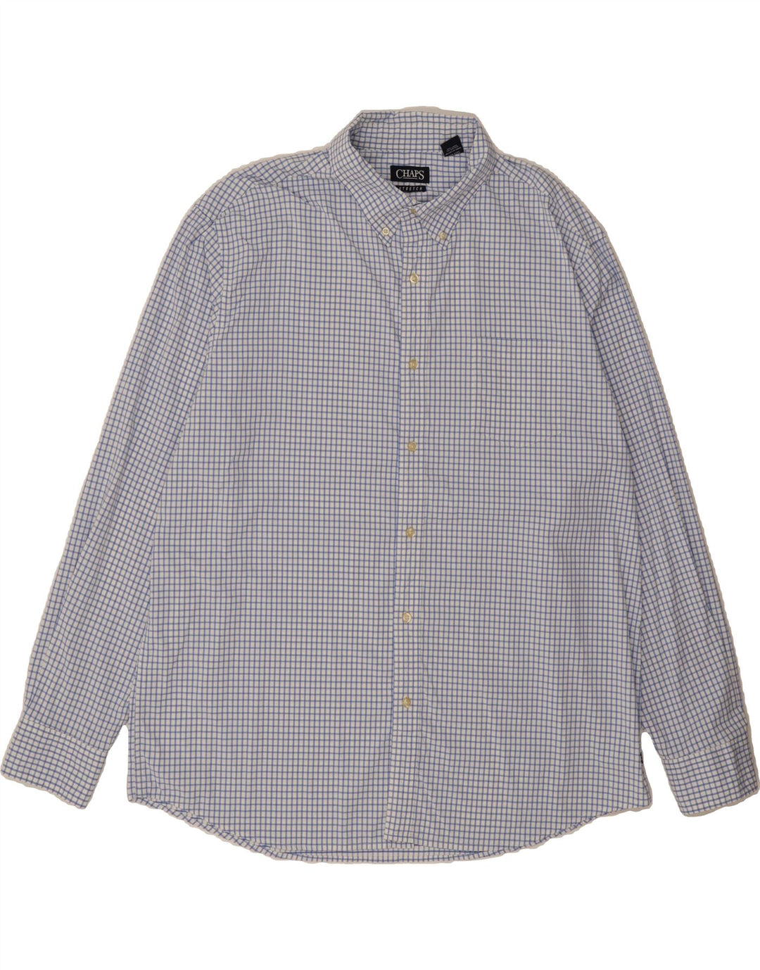 CHAPS Mens Big & Tall Shirt 2XL Blue Check Nylon Vintage Chaps and Second-Hand Chaps from Messina Hembry 