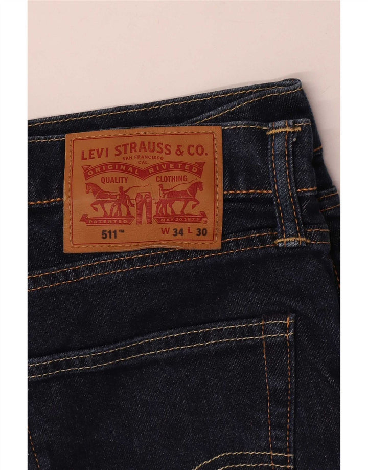 Levi's Mens 511 Slim Jeans W34 L30 Navy Blue Cotton