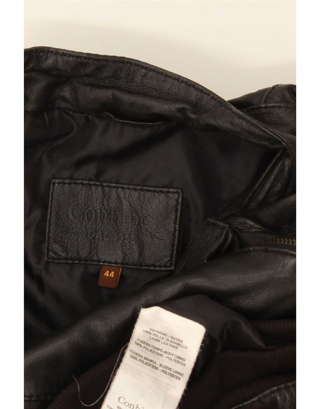 Conbipel Womens Bomber Leather Jacket IT 44 Medium Black Leather