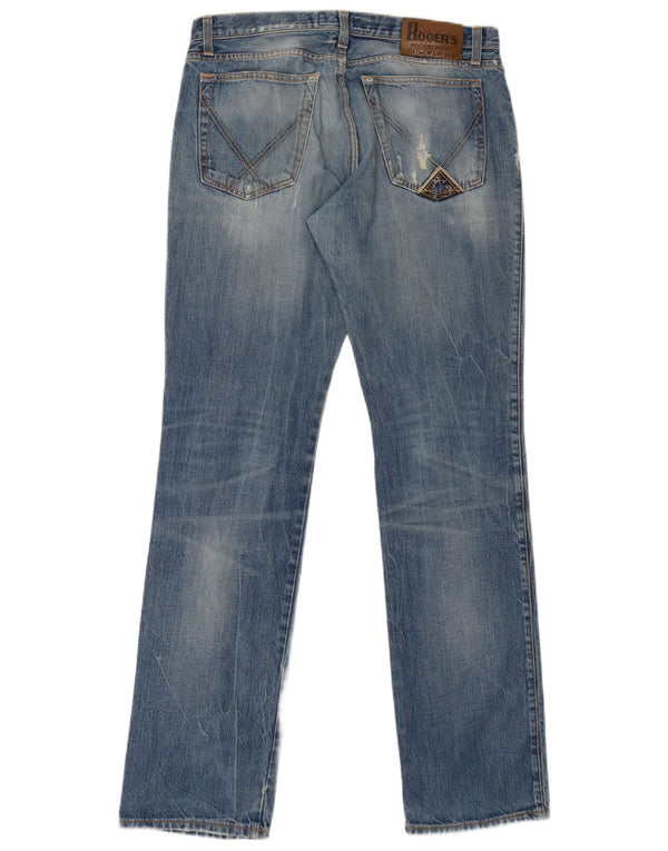 Roy Rogers Mens Distressed Straight Jeans W34 L36 Blue Cotton