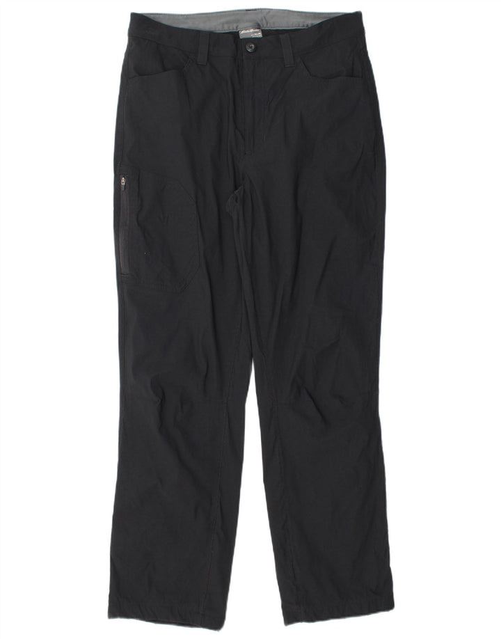 EDDIE BAUER Mens Straight Cargo Trousers W32 L30 Black Nylon