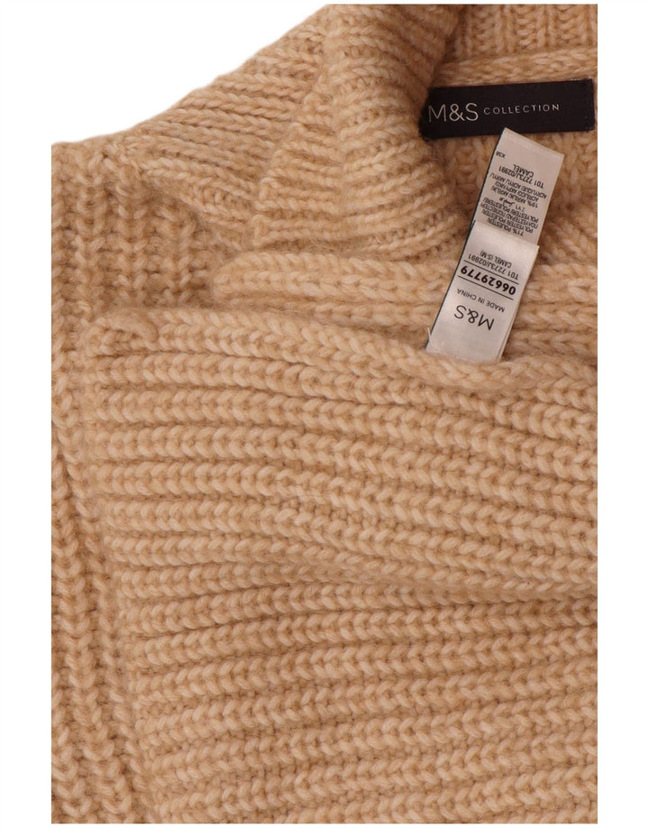 MARKS & SPENCER Womens Crop Sleeveless Poncho Jumper UK 10 Small Beige
