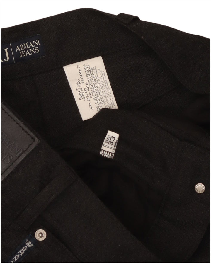 Armani Mens Straight Casual Trousers W33 L29 Black Polyester