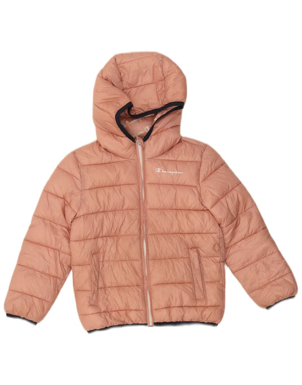 Champion Girls Hooded Padded Jacket 5-6 Years XS Pink Polyester