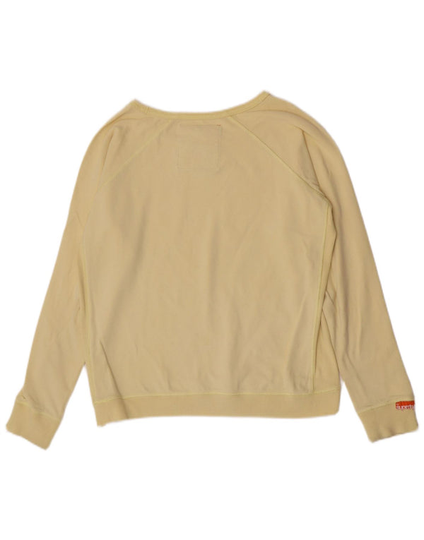 Superdry Womens Top Long Sleeve UK 14 Large Yellow Cotton