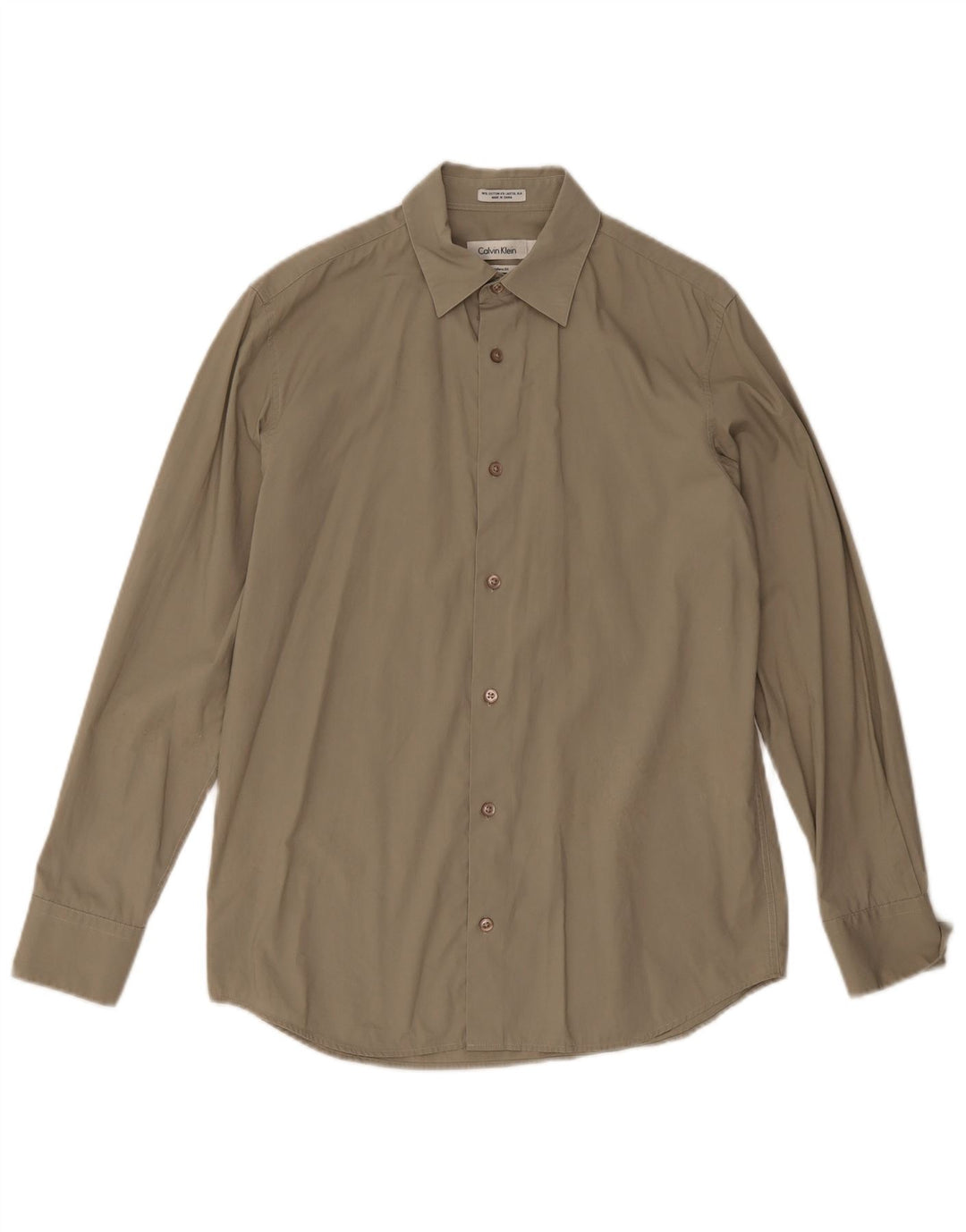Calvin Klein Mens Modern Fit Shirt Small Khaki Cotton