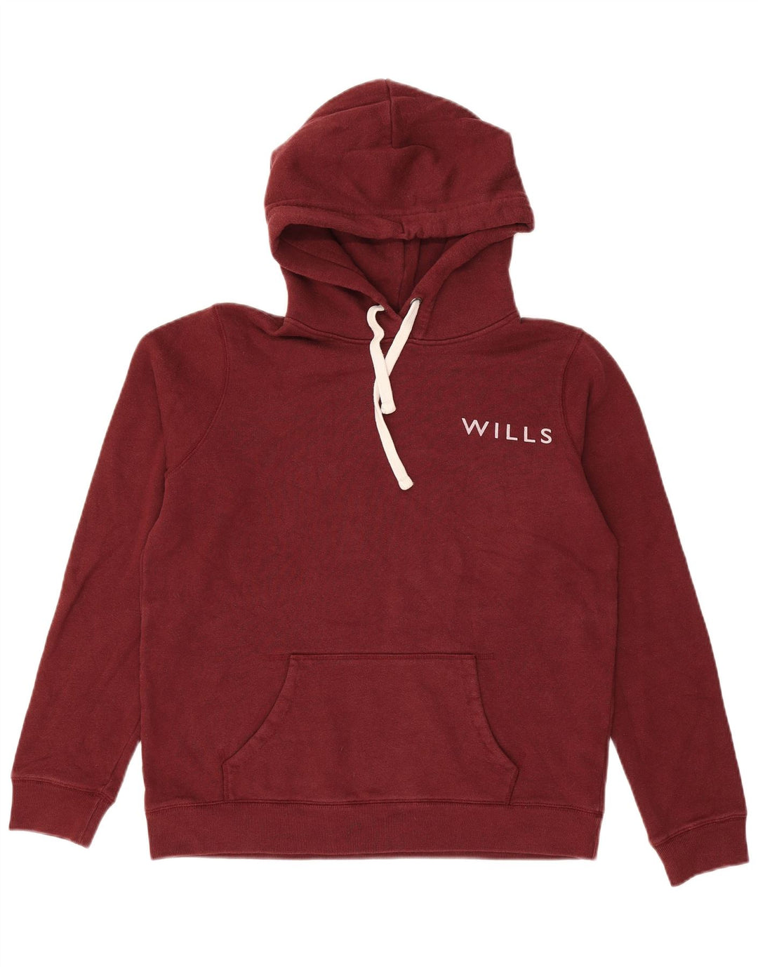 JACK WILLS Womens Graphic Hoodie Jumper UK 12 Medium Burgundy Cotton