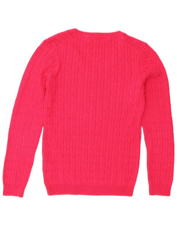 Crew Clothing Womens V-Neck Jumper Sweater UK 10 Small  Pink Cotton