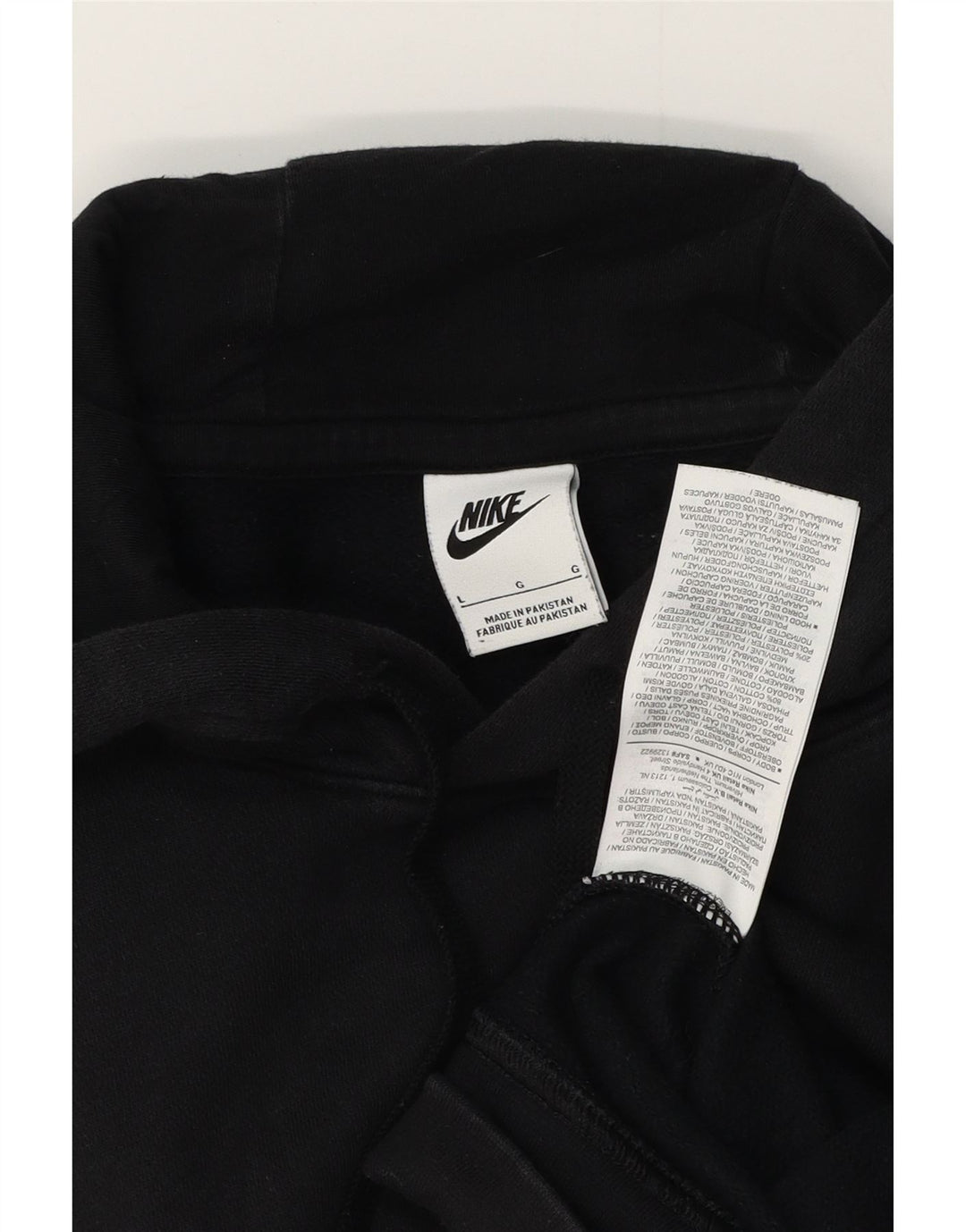 NIKE Mens Graphic Hoodie Jumper Large Black Cotton