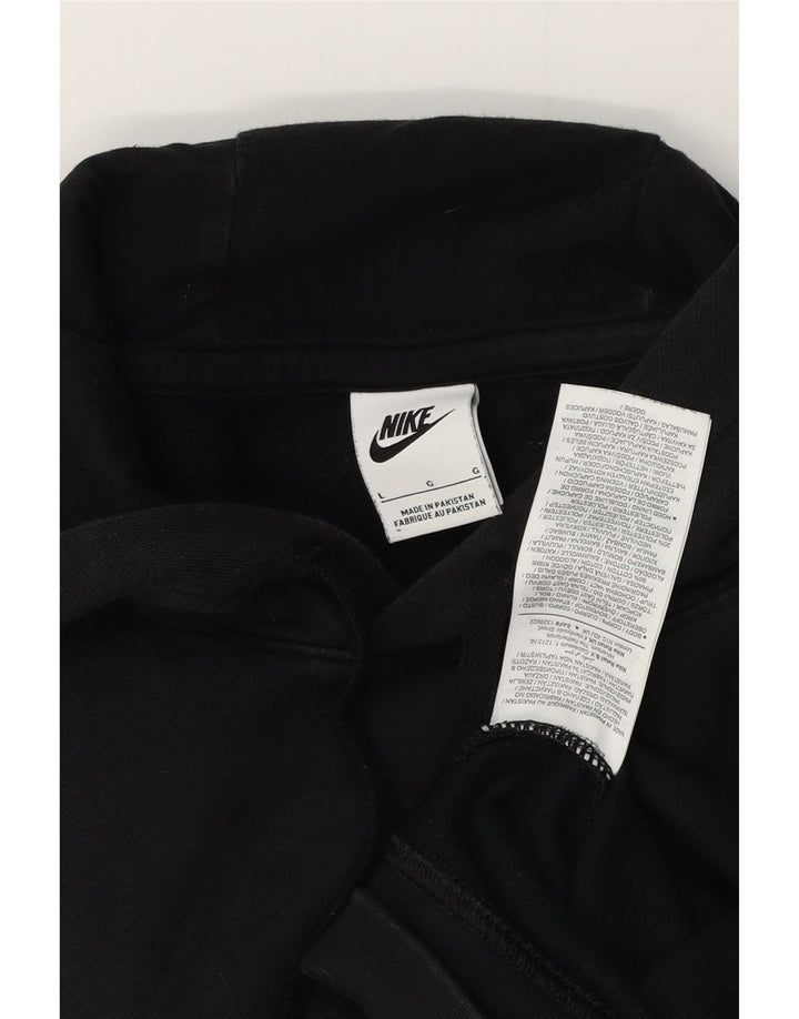 NIKE Mens Graphic Hoodie Jumper Large Black Cotton