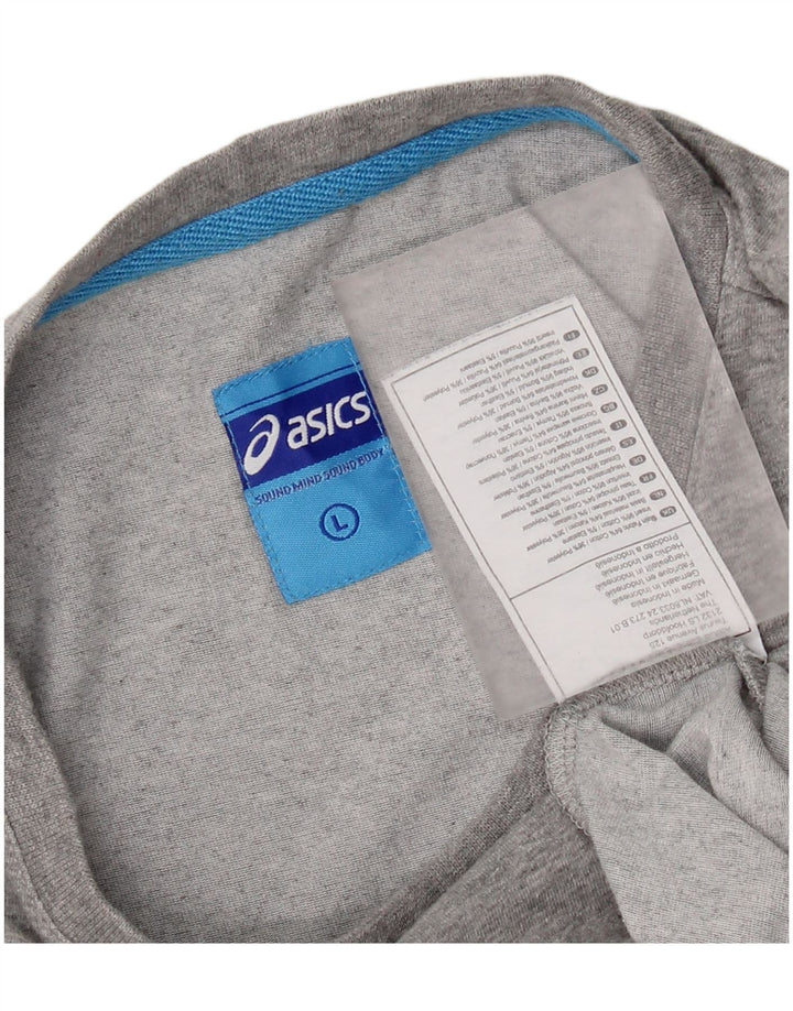 Asics Mens Graphic Top Long Sleeve Large Grey Cotton