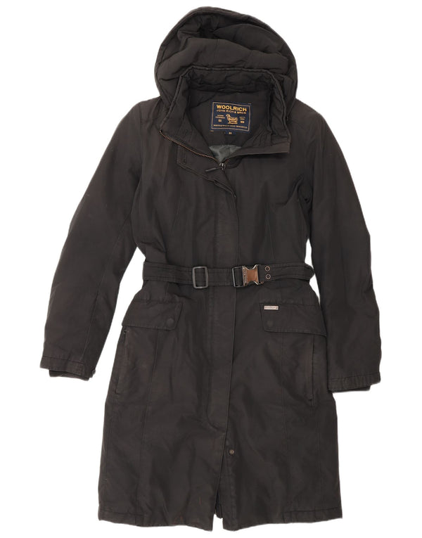 Woolrich Womens Hooded Padded Coat UK 6 XS Black Cotton
