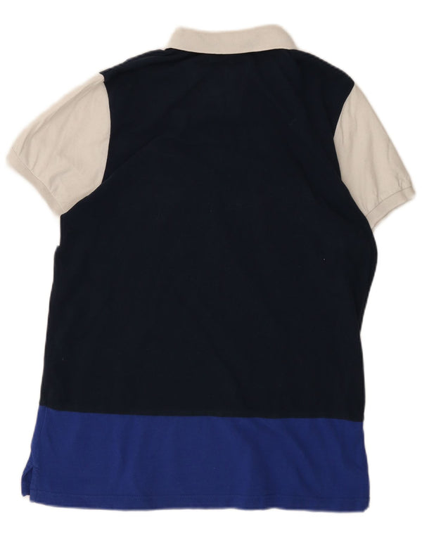 ELLESSE Mens Graphic Polo Shirt Medium Multicoloured Colourblock Cotton