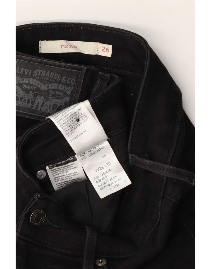 Levi's Womens 712 Slim Jeans W26 L30 Black Cotton