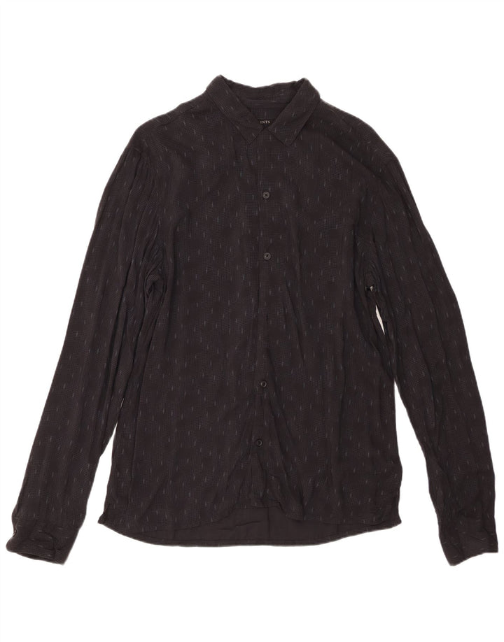 All Saints Mens Shirt Medium Black Geometric Viscose