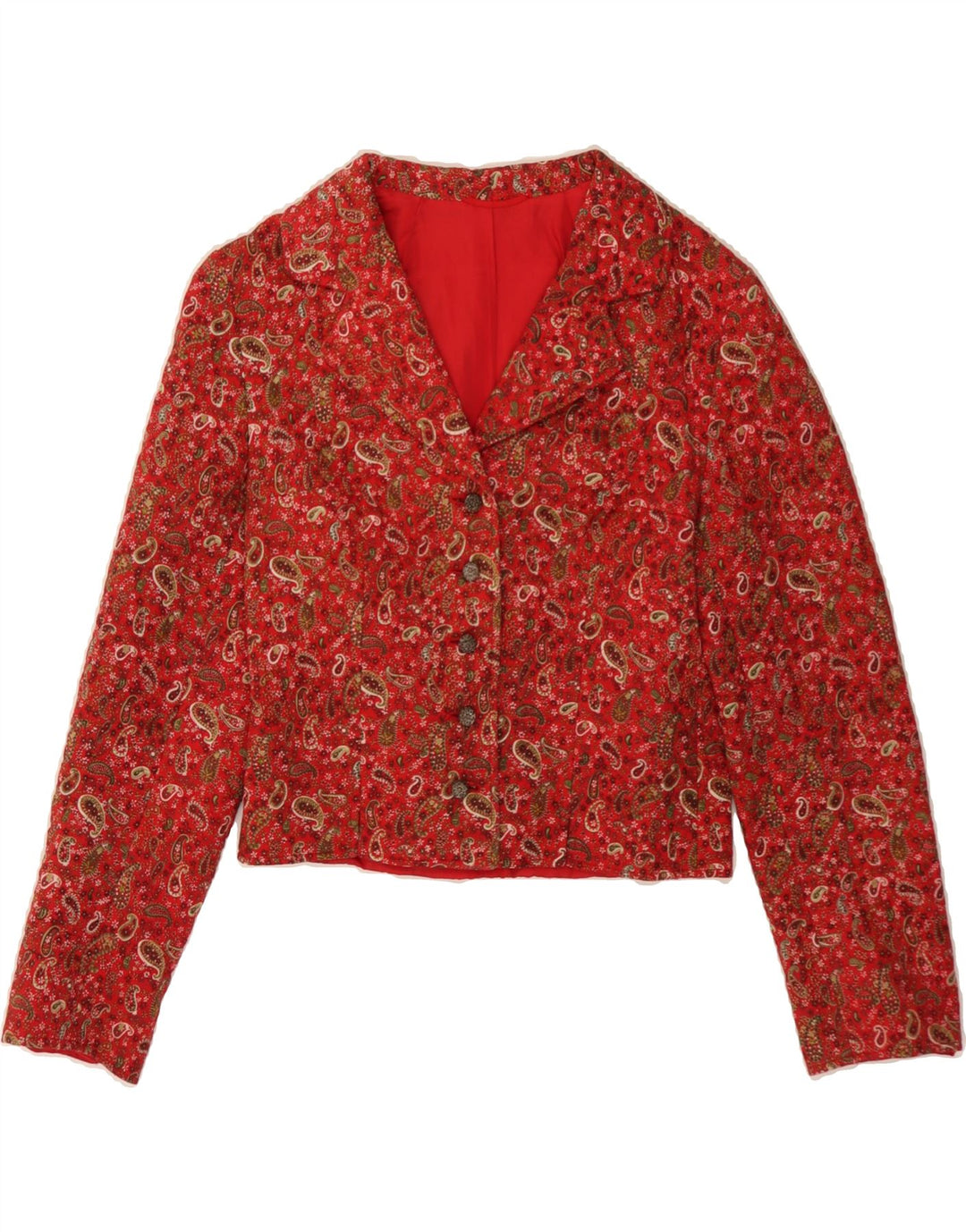 LODENFREY Womens 5 Button Blazer Jacket UK 14 Medium Red Paisley Cotton Vintage Lodenfrey and Second-Hand Lodenfrey from Messina Hembry 