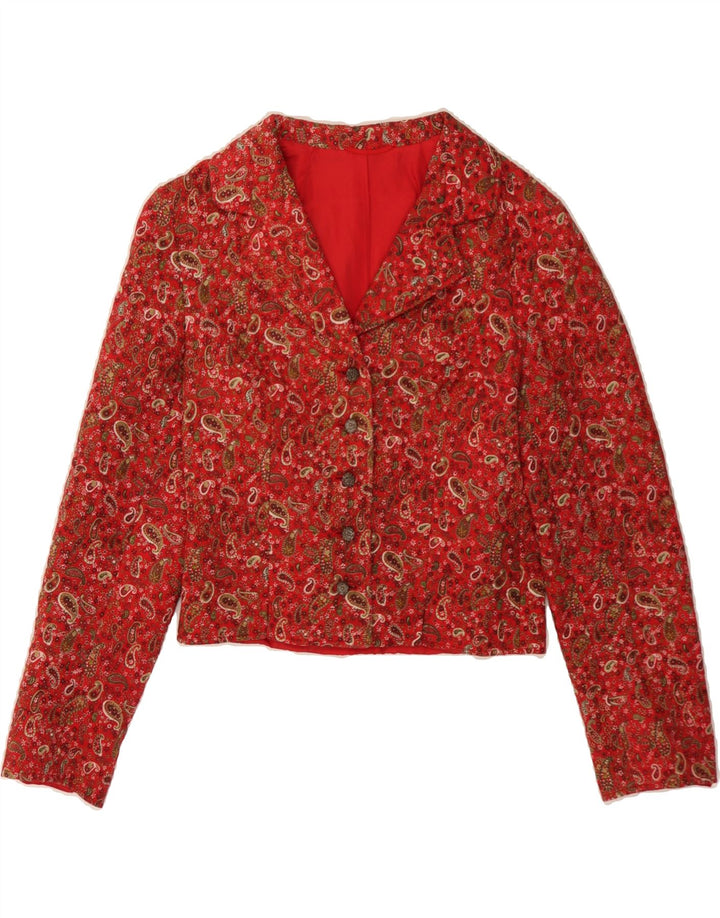 LODENFREY Womens 5 Button Blazer Jacket UK 14 Medium Red Paisley Cotton Vintage Lodenfrey and Second-Hand Lodenfrey from Messina Hembry 