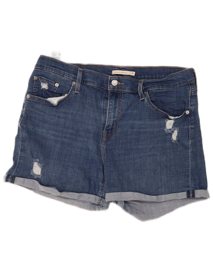 Levi's Womens Distressed Denim Shorts W32 Large Blue Cotton