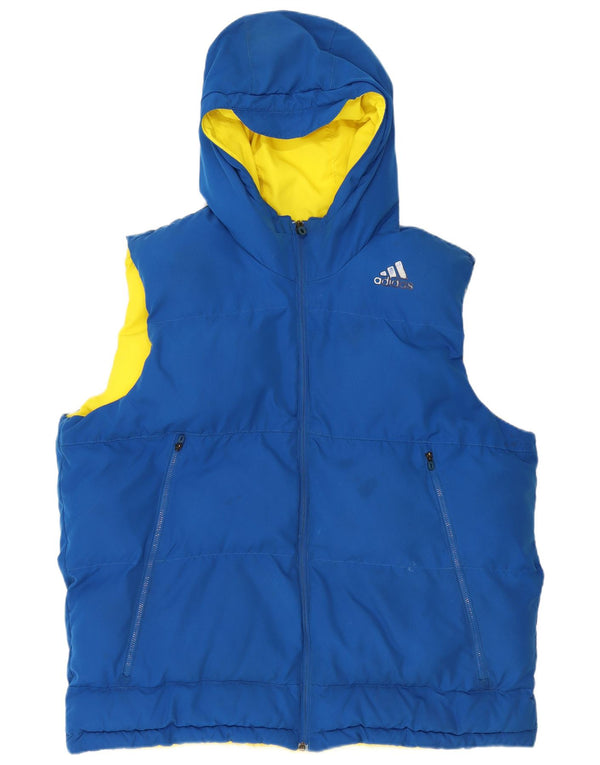 ADIDAS Mens Hooded Reversible Padded Gilet UK 42 XL Blue