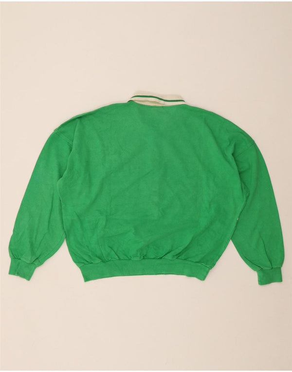 BELFE Womens Polo Neck Jumper Sweater UK 14 Large Green Colourblock