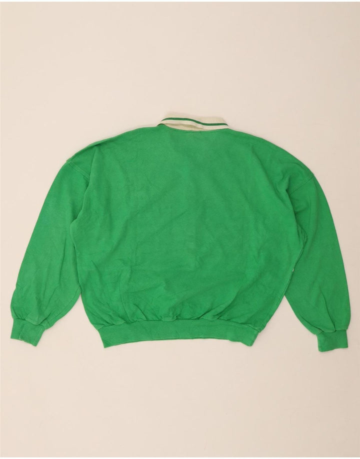 BELFE Womens Polo Neck Jumper Sweater UK 14 Large Green Colourblock