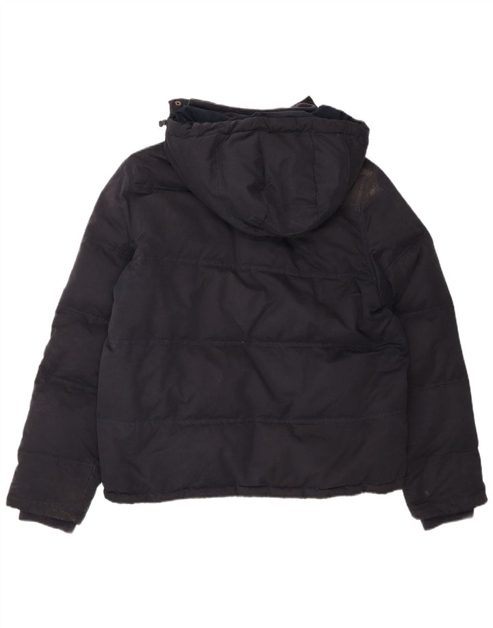 CREW CLOTHING Mens Hooded Padded Jacket UK 38 Medium Navy Blue Polyester