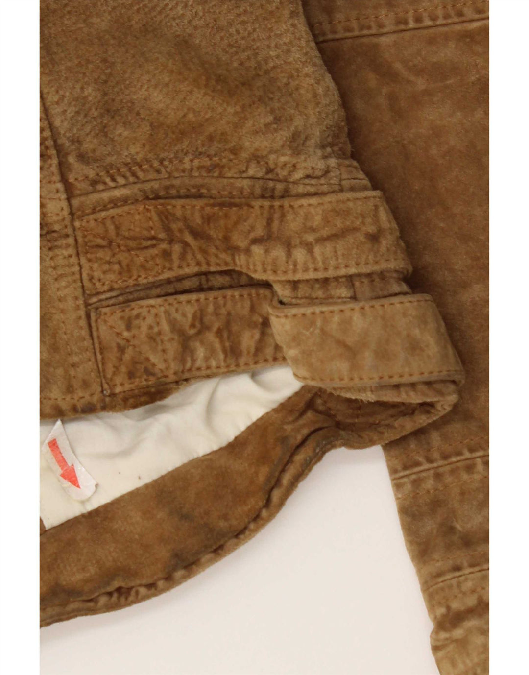 Zara Womens Crop Suede Jacket UK 12 Medium Beige Leather