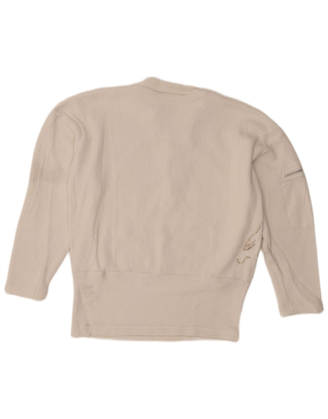 Together Womens Graphic Zip Neck Jumper Sweater UK 10/12 Medium White