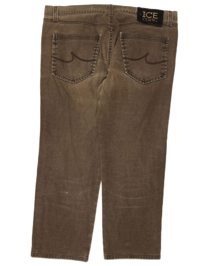 ICEBERG Mens Straight Jeans W38 L27 Khaki Cotton