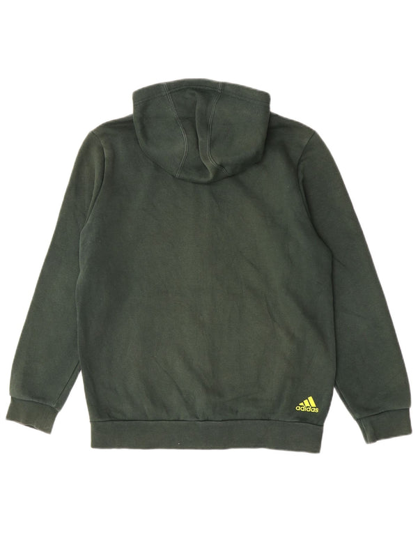 Adidas Boys Graphic Zip Hoodie Sweater 13-14 Years Green Cotton