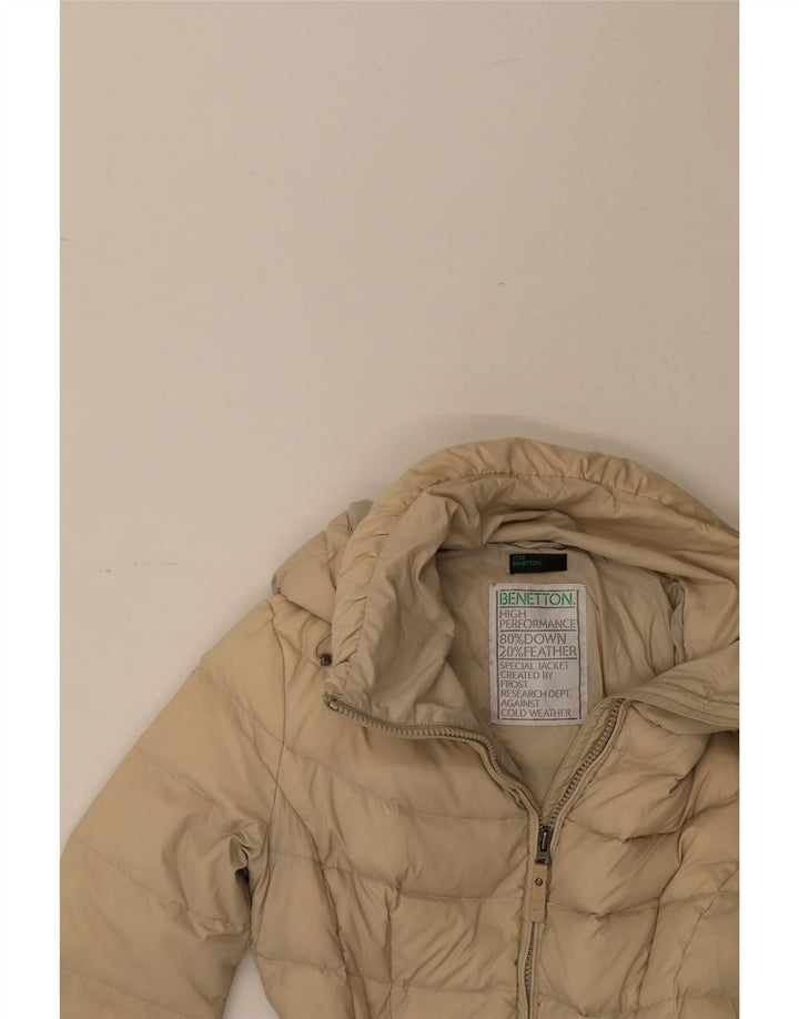 BENETTON Womens Hooded Padded Jacket IT 44 Medium Beige Polyamide Vintage Benetton and Second-Hand Benetton from Messina Hembry 