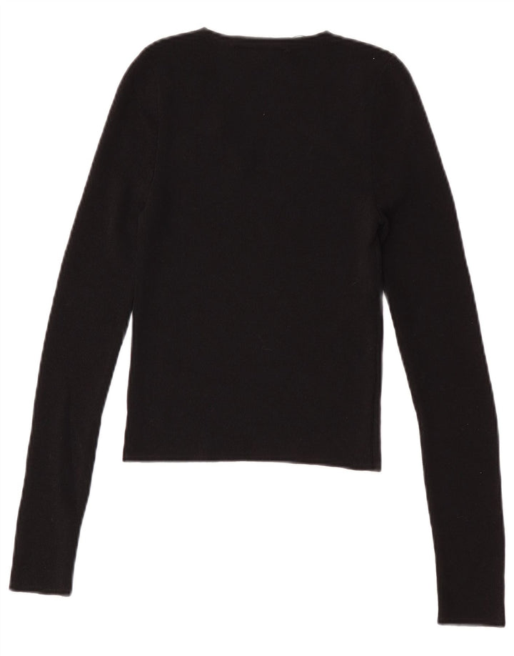 Zara Womens Crop Top Long Sleeve UK 8 Small Black Polyamide