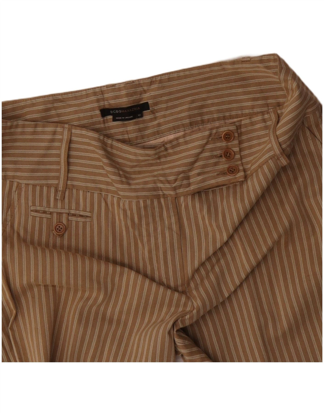 MAX MARA Womens Wide Leg Casual Trousers US 10 Large W34 L32 Brown Striped