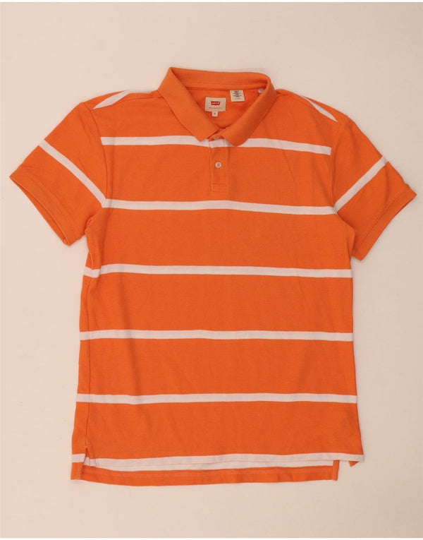 Levi's Mens Polo Shirt XL Orange Striped Cotton