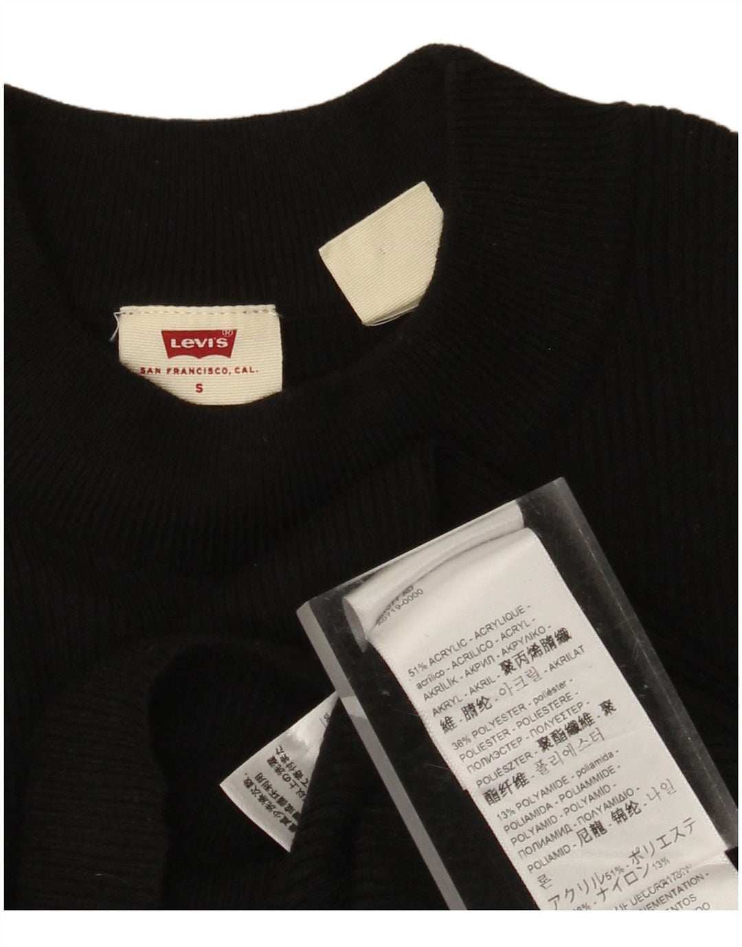 LEVI'S Womens Crew Neck Jumper Sweater UK 8 Small Black Acrylic