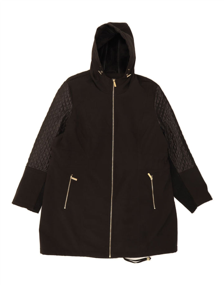 MICHAEL KORS Womens Hooded Overcoat US 18 2XL Black Polyester Vintage Michael Kors and Second-Hand Michael Kors from Messina Hembry 