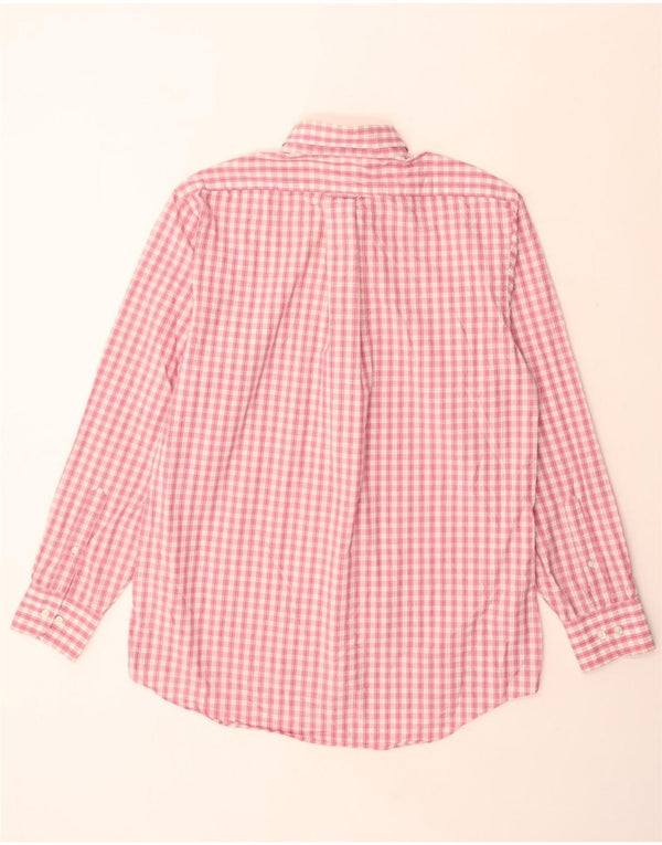 IZOD Mens Regular Fit Shirt Size 15 1/2 Medium Pink Check Cotton